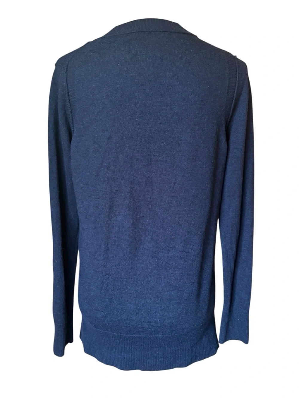 Banana Republic Navy 100% Merino Wool Long Cardigan Sweater Size L Zip Pockets